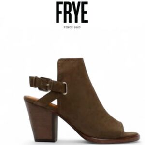 FRYE Dani Shield Sling Block Heel Open Toe Suede Sandals   Size:10